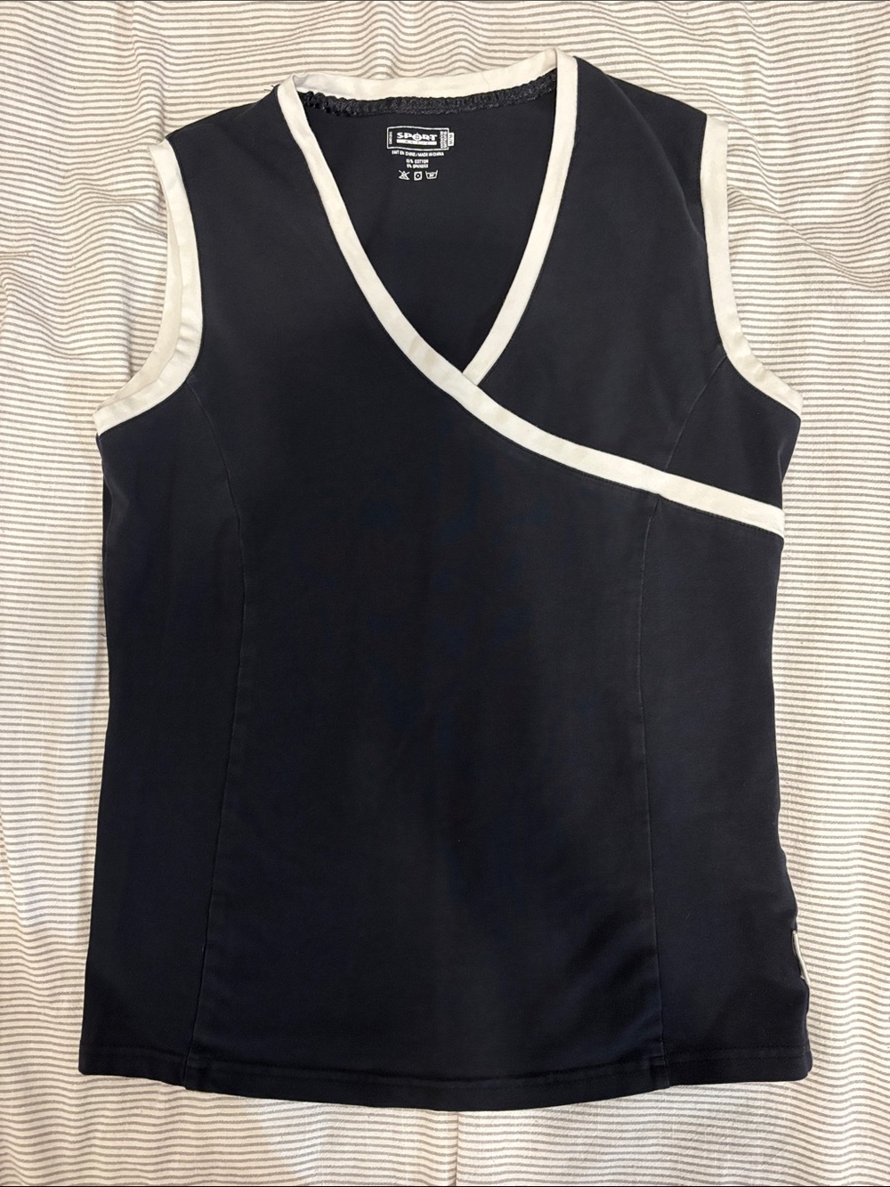 Simons Black Tank Top with White Trim